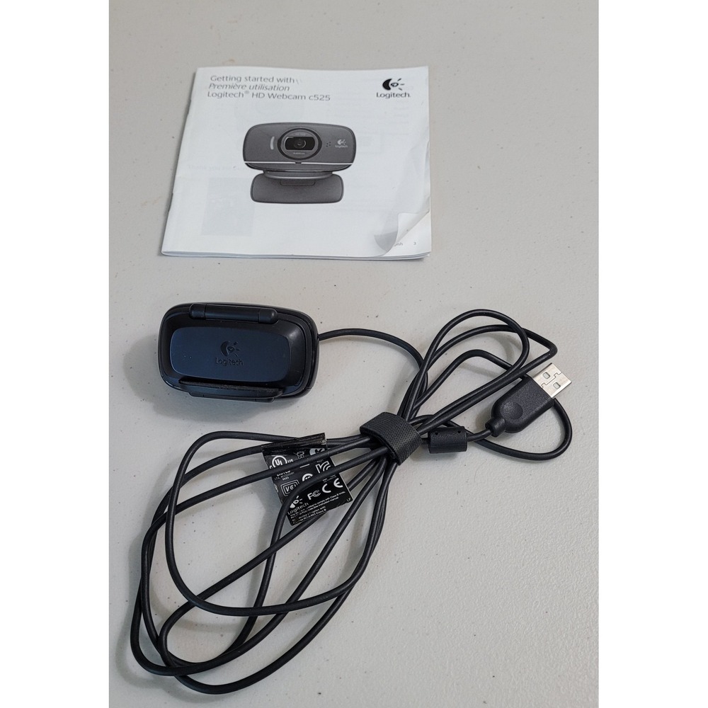Logitech HD Webcam C525 Black Excellent 720p Autofocus Foldable USB Camera